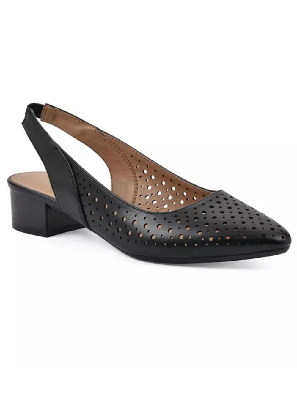 White Mountain Boronic Black Slingback Pumps, Size 8 M